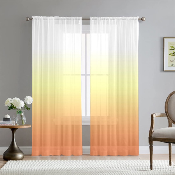 2 delar Transparent gradientgardinbeklädnad Paneldraperi 7#Gradient Color W:52"x H:72"/ 132cm*182cm*2