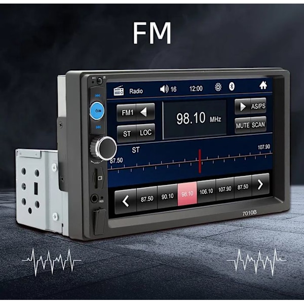 SWAREY Bluetooth Carplay Radio med backkamera 7 tums pekskärm Mirror Link FM