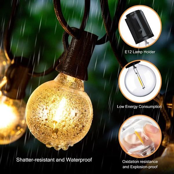 LED lyssnor 25 lamper 15 meter lange Vandtæt julelys festlys