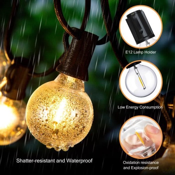 LED String Lights 25 lampor 15 meter lång Vattentät julbelysning festbelysning