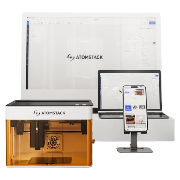 AtomStack P1 Maskiner Gravure Laser Hobby 5W Gratis Kontrol APP Gravure Zone 110 x 110 mm, Hastighed 10000 mm/min Vit