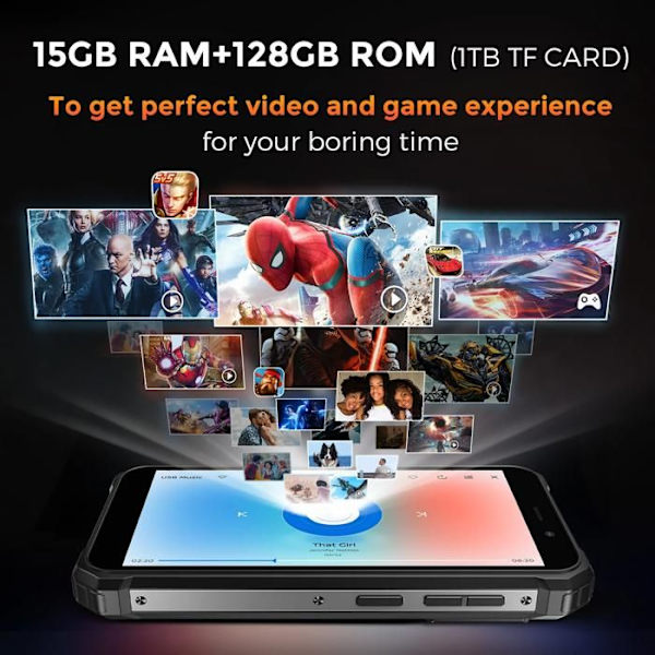 FOSSiBOT F101 PRO Robust Smartphone 10600mAh med skärm på baksidan 8GB + 128GB Android 13.0 Grå