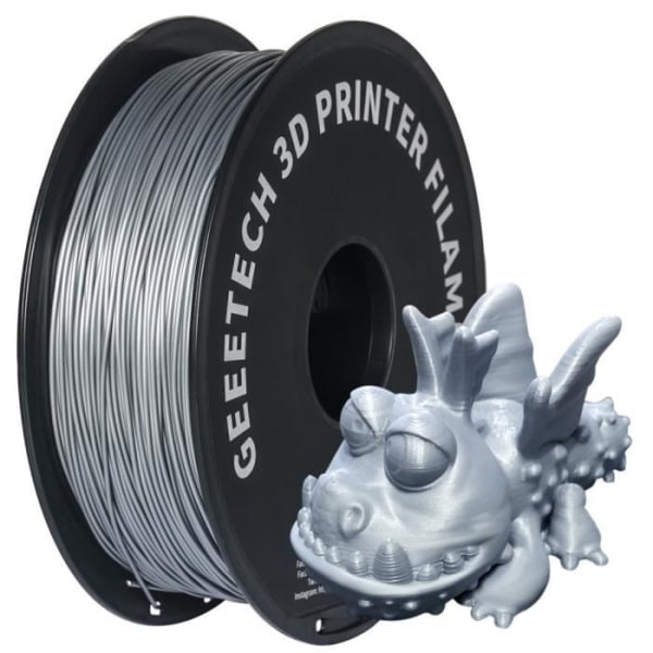 Sølv PLA-filament 1,75 mm 1 kg ledning til 3D-printer, 2,2 LBS 1 kg 1 spole 0,02 mm høj præcision