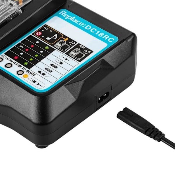 Udskiftningsoplader, Udskift batteri Hurtigoplader 14,4V/18V 3A til Makita DC18RC BL1850 elværktøj Svart