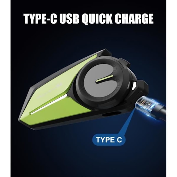2 stk S8 Motorcykel Bluetooth Walkie Talkie - 6 Personer Motorcykel Intercom Afstand 1200 Meter Svart