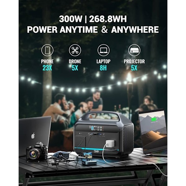 DaranEner Portable Generator 300W Ultra Fast Solar Generator LiFePO4 Externt batteri 268,8Wh NEO300