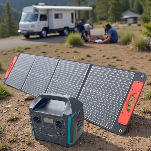 SWAREY Bärbar Elgenerator 1000W med Fällbara Solpaneler 4 paneler 220V Utgång AC/USB/Typ-C/QC 3.0