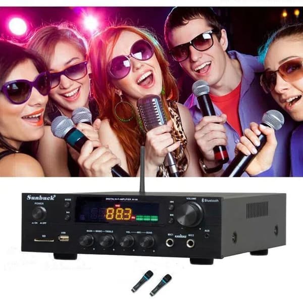 HIFI Bluetooth-forstærker 600W 220V Audio BT Stereo USB SD FM Sort