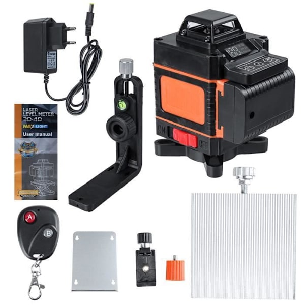 4D 16 Linjer Grøn Laser Level Automatisk 360° Rotation Cross Fjernbetjening