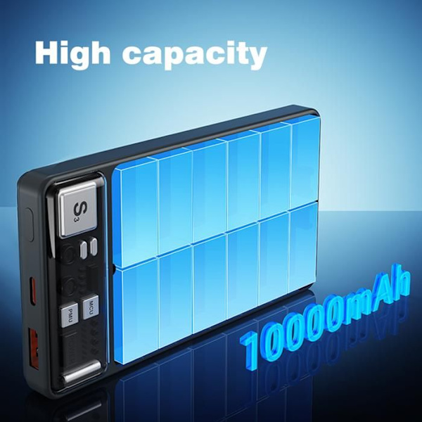 SWAREY Externt batteri 10000mAh Snabbladdning Power Bank 22,5W USB-A USB-C Grå