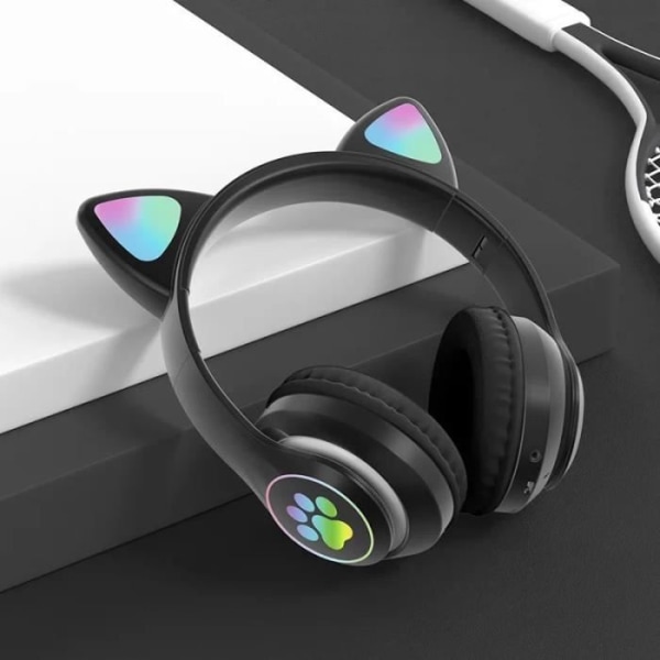 Bluetooth Headset LED Genopladeligt og foldbart trådløst gaming-headset med indbygget mikrofon Unik Gave Sort
