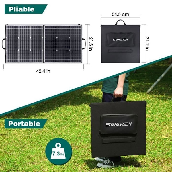 SWAREY 518W solgenerator 220V med 100W bärbara solpaneler grå
