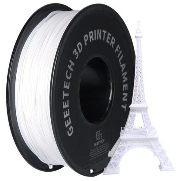 GEEETECH Hvid 3D PLA-filament 1,75 mm 1 kg ledning til 3D-printer, 1 kg 1 spole, 0,02 mm høj præcision