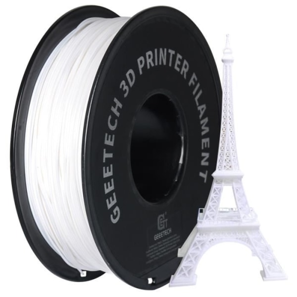 GEEETECH Vit PLA 3D Filament 1,75 mm 1 kg tråd för 3D-skrivare, 1 kg 1 spole, 0,02 mm hög precision