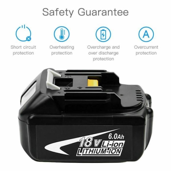 Paket med 2 batterier för Makita BL1860 BL1850B BL1850 BL1845 LXT 18V 6.0Ah Li-Ion BL1840 BL1830 Svart