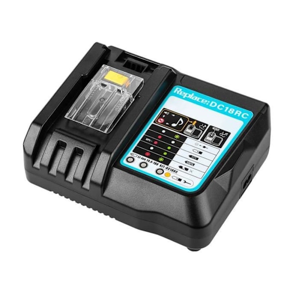 Udskiftningsoplader, Udskift batteri Hurtigoplader 14,4V/18V 3A til Makita DC18RC BL1850 elværktøj Svart