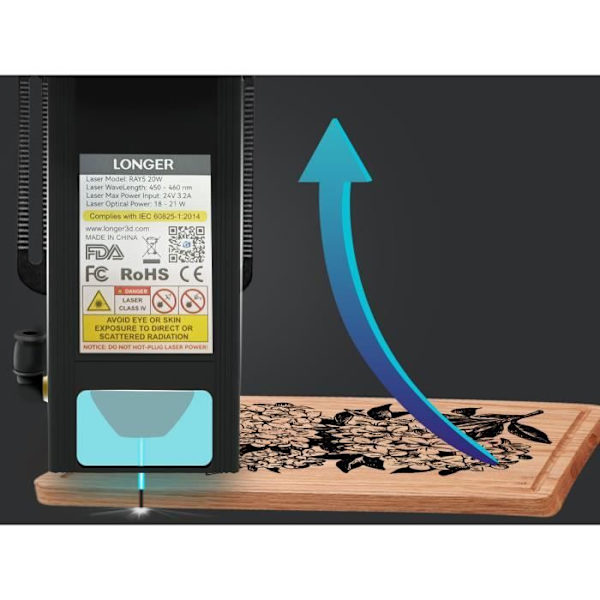 LÄNGRE RAY5 20W Kraftfull skärande lasergravör med 3,5-tums pekskärm WiFi/APP/USB/TF Offlinegravering
