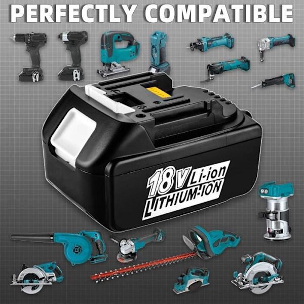 2X 18V 5.0Ah batteri til Makita 18V batteri BL1860B BL1860 BL1850B BL1850 BL1840 BL1830B BL1820 med DC18RC oplader til Makita Svart