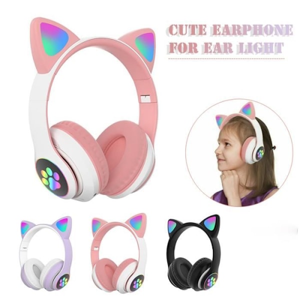 Genopladeligt og foldbart LED trådløst gaming-headset med indbygget mikrofon og Bluetooth Cute Noise Cancellation Livestreaming