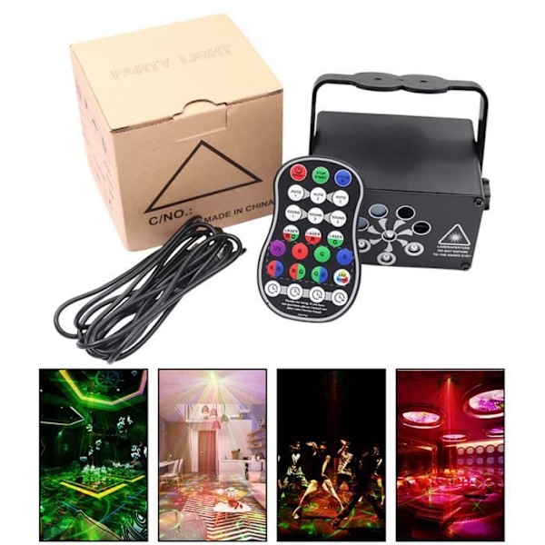 SWAREY Professional UV Disco Lights 8 Huller RGB Laser Blå Rød Grøn USB Scenelampe til fest, Halloween jul sort