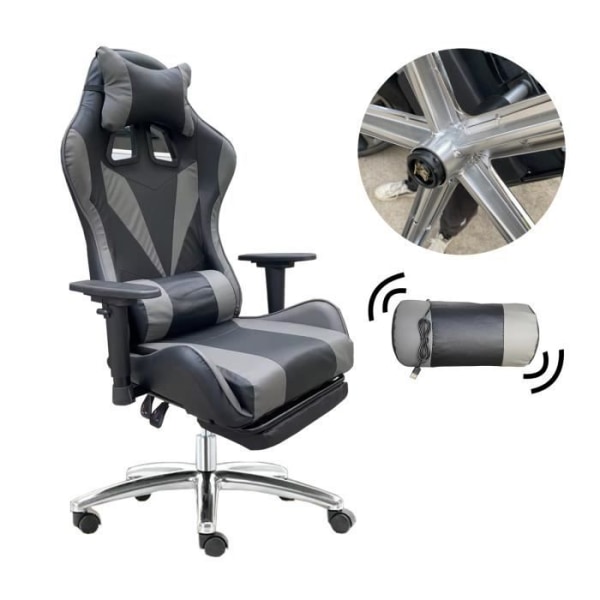 SWAREY Elektrisk spelstol med fotstöd och svankmassage Kontorsstol Massage Massager Gamerstol