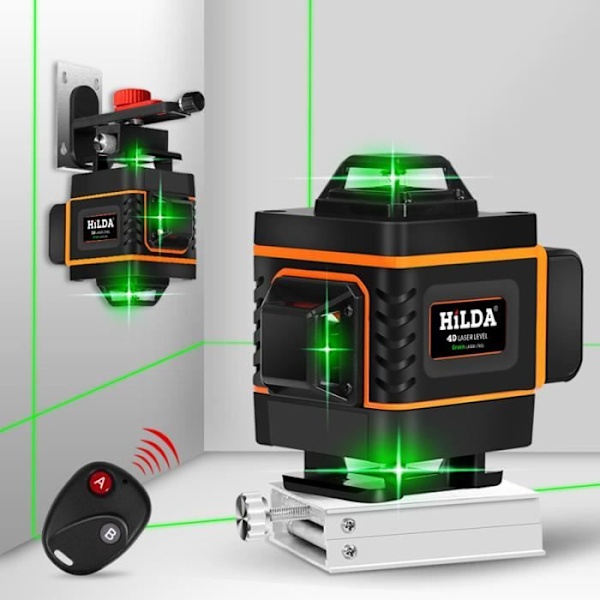 Laser Niveau 4D - HILDA - 16 Linjer - 360° - Grøn Lys Grön