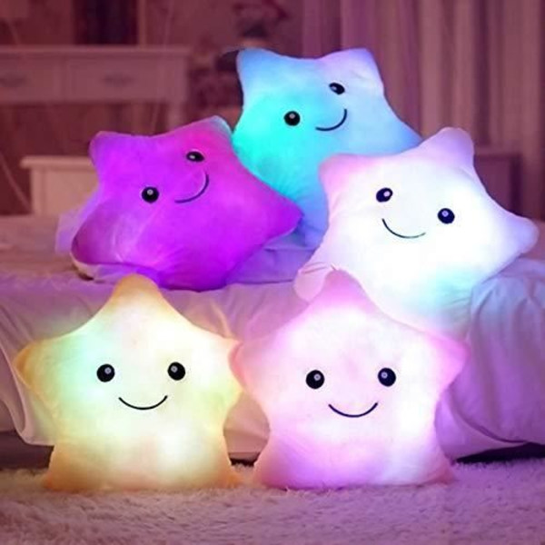 LED Lyskasterpude i stjerneform Plys Pude Pige Kvinde Værelsesindretning Sofa Fødselsdagsgave Jul Fest
