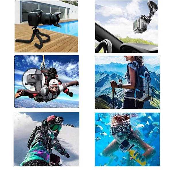 58-i-1 Action Camera Accessory Kit för GoPro Hero 4/5 Session, Hero 1/2/3/3+/4/5, SJ4000/5000, Nikon och Sony Sport DV