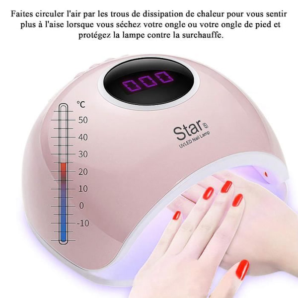UV LED nageltorklampa, 72W professionell nageltork med LCD-skärm och automatisk sensor / 4 timerinställningar Vit