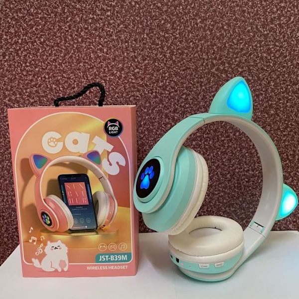Bluetooth Headset LED Genopladeligt og foldbart trådløst gaming-headset med indbygget mikrofon Unik gavegrøn