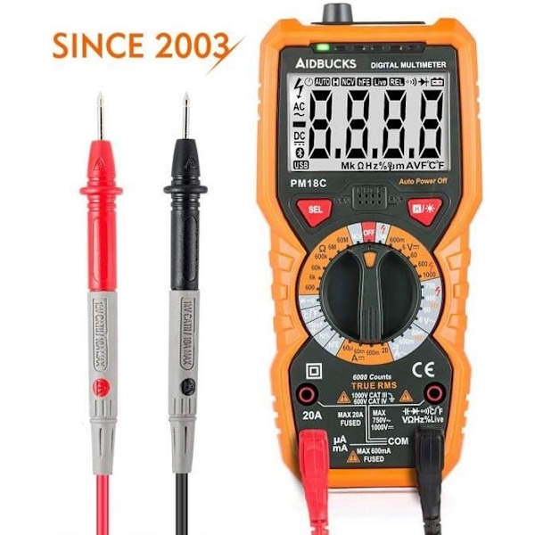 Janisa PM18C Digitalt Multimeter AC DC Digital Elektrisk Tester Automatisk ikke-kontaktvoltmeter Amperemeter Ohmmeter Detektor