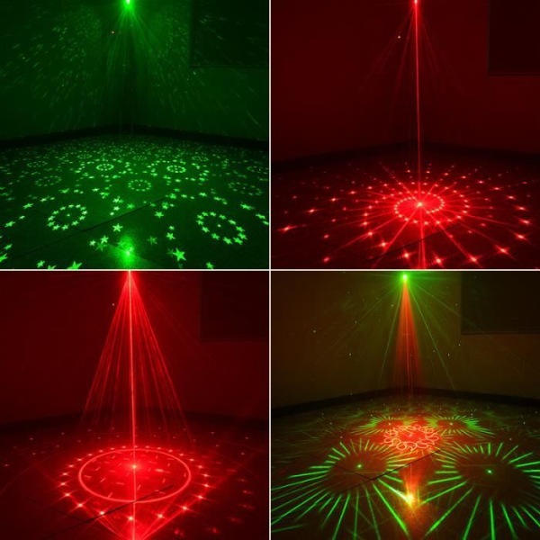 UV Disco-ljus med 8 ljuskällor RGB-laser Blå Röd Grön USB-scenlampa för fest, Halloween jul