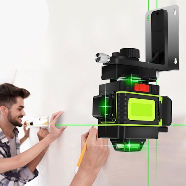 TEMPSA 16 Lines Green Automatisk 360 graders lasernivå med fjärrkontroll och väggfäste Grå