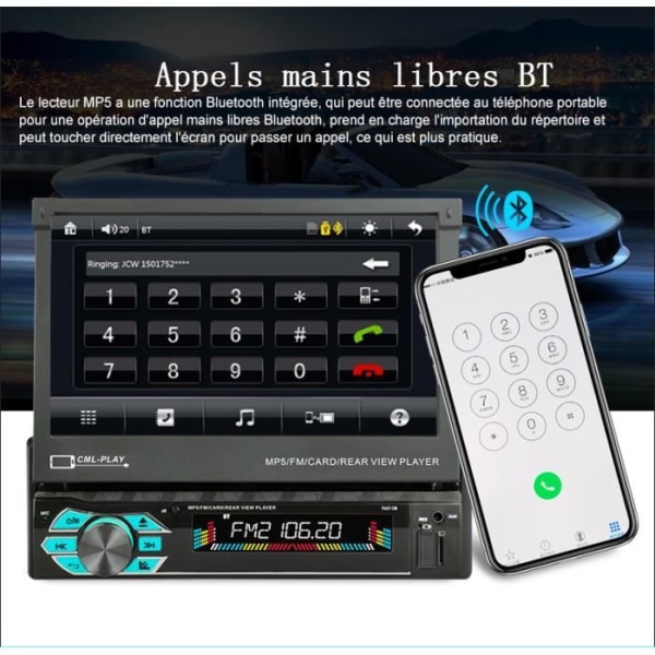 SWAREY Bilradio Bluetooth Stereo MP5 Navigation 7'' HD Smart Voice FM-radio med backkamera