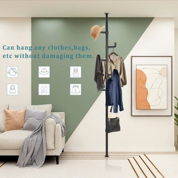 Kroge til fritstående garderobe 2-3m Højdejusterbar 360 graders rotation Maksimal belastning på 120 kg