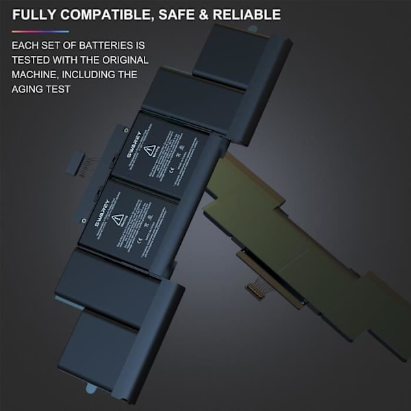 11,34V/8800mAh erstatningsbatteri til bærbar A1618 til Apple MacBook Pro Retina 15'' - Kun medio 2015 A1398 Svart