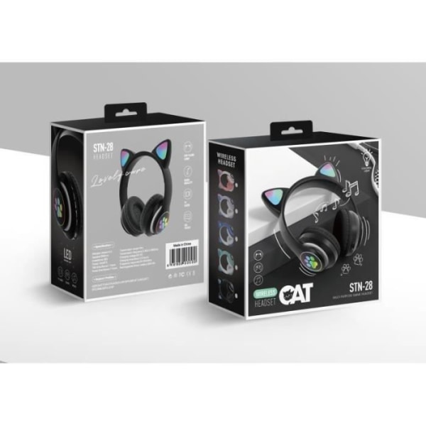 Bluetooth Headset LED Genopladeligt og foldbart trådløst gaming-headset med indbygget mikrofon Unik Gave Sort