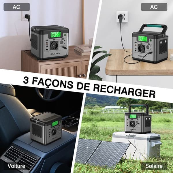 SWAREY S500 PRO Solgenerator Bärbar elstation 220V 518Wh med Fällbart Solpanel 100W grå