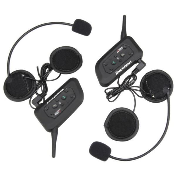 Excelvan V6 Bluetooth Motorcykel Intercom Set med 2 Intercom-högtalare Walkie Talkie Wireless Communication Headset 6 Riders Black
