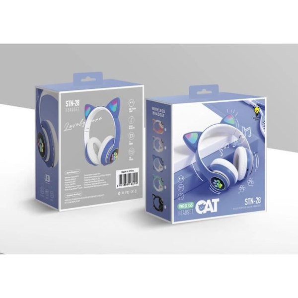 Bluetooth Headset LED Genopladeligt og foldbart trådløst gaming-headset med indbygget mikrofon Unik gave blå