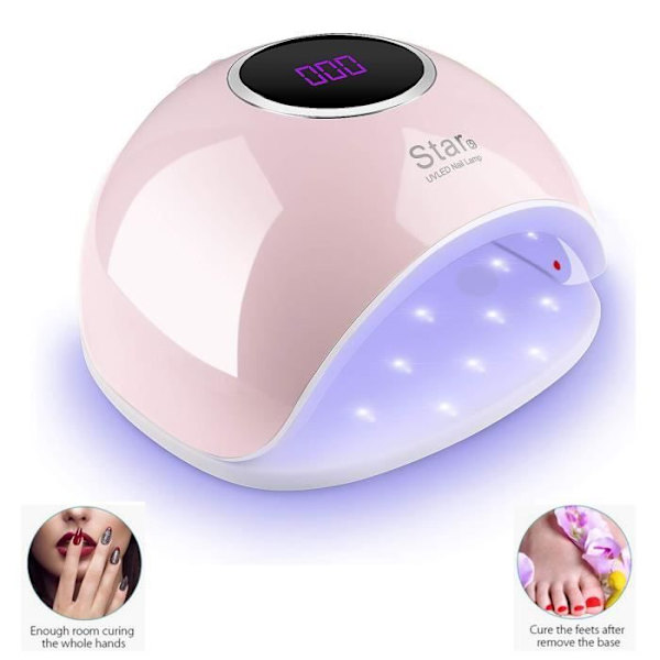 UV LED nageltorklampa, 72W professionell nageltork med LCD-skärm och automatisk sensor / 4 timerinställningar Vit