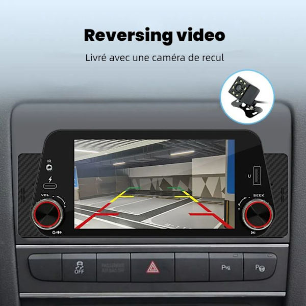 SWAREY Universal Carplay Bluetooth Bilradio med bakkamera 5 Tommer Touch Screen Mirror Link FM