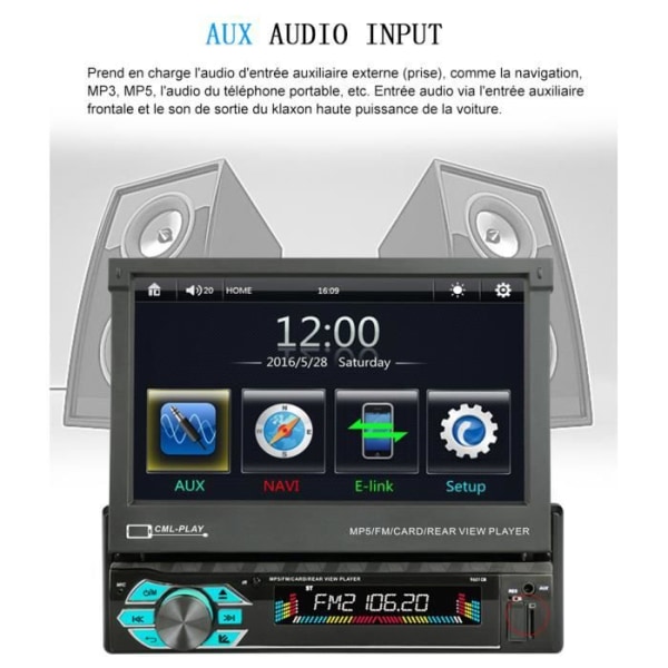 SWAREY Bilradio Bluetooth Stereo MP5 Navigation 7'' HD Smart Voice FM-radio med backkamera