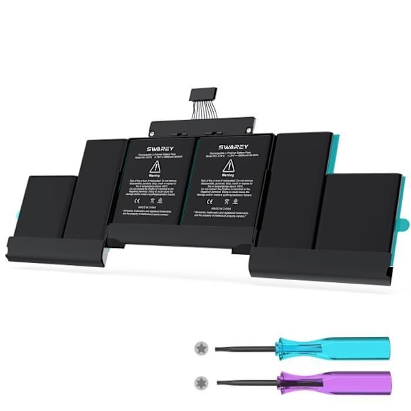 11,34V/8800mAh erstatningsbatteri til bærbar A1618 til Apple MacBook Pro Retina 15'' - Kun medio 2015 A1398 Svart