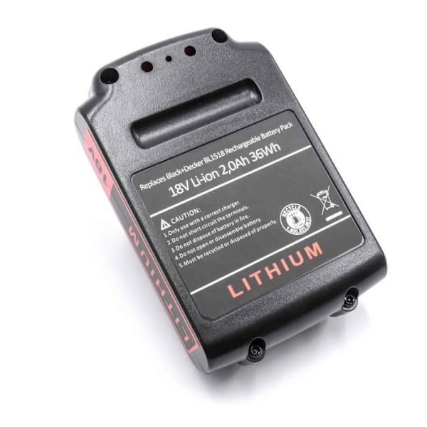 vhbw Li-Ion batteri 2000mAh (18V) för elverktyg Elverktyg Verktyg Black & Decker GLC2500L, GPC1800L, GPC1820L,