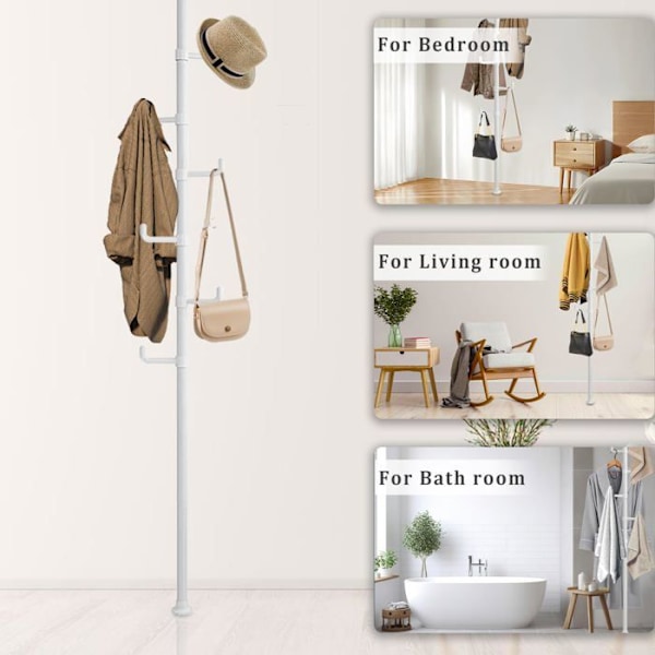 Garder til stående garderobe 2-3m Højdejusterbar 360 graders rotation Maksimal belastning på 120 kg Hvid