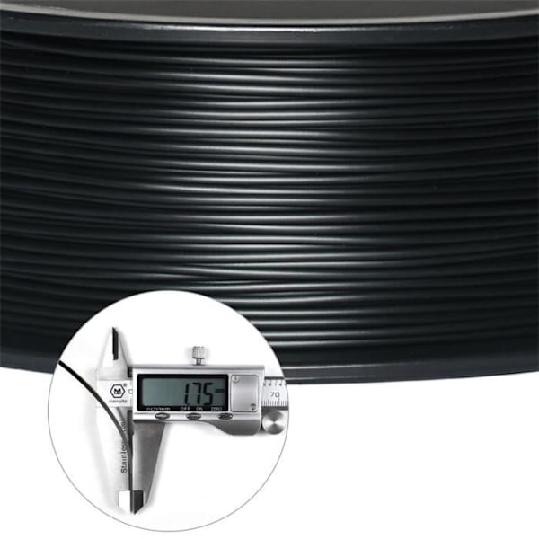 GEEETECH Sort 3D PLA Filament 1,75 mm 1 kg til 3D-printer, 1 kg 1 spole, 0,02 mm høj præcision