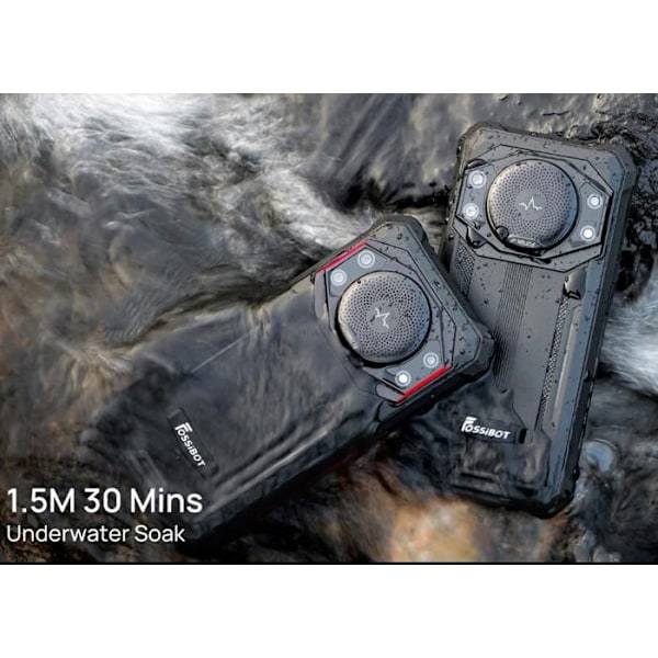 FOSSiBOT F101P Robust smartphone 4GB + 64GB Android 13.0 Long Standby 10600mAh Vandtæt Anti-fald Anti-ridse 5,45'' Sort