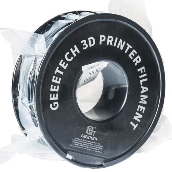 GEEETECH Sort 3D PLA Filament 1,75 mm 1 kg til 3D-printer, 1 kg 1 spole, 0,02 mm høj præcision