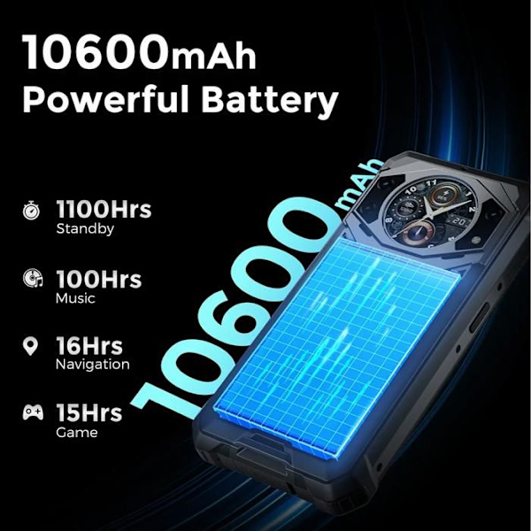 FOSSiBOT F101 PRO Robust Smartphone 10600mAh med skärm på baksidan 8GB + 128GB Android 13.0 Grå